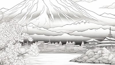 富士山①【塗り絵-無料】