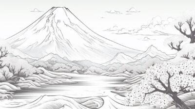 富士山④【塗り絵-無料】