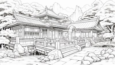 神社②【塗り絵-無料】