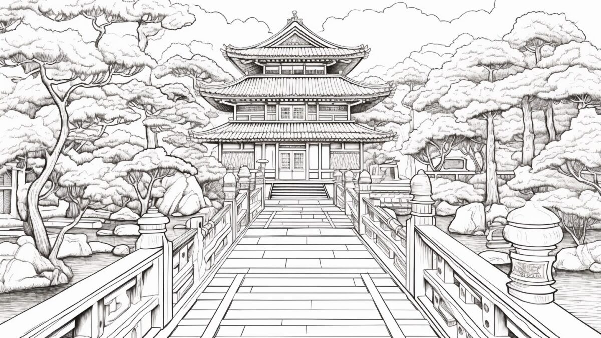 神社③【塗り絵-無料】