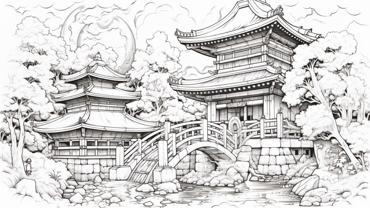 神社④【塗り絵-無料】