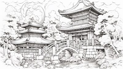 神社④【塗り絵-無料】