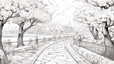 桜①【塗り絵-無料】