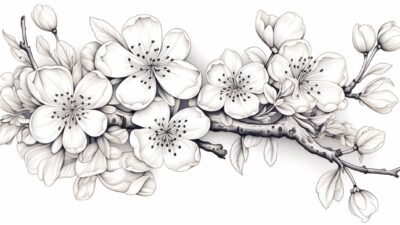 桜⑦【塗り絵-無料】