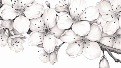 桜⑧【塗り絵-無料】