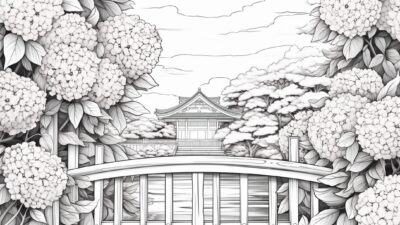 紫陽花⑤【塗り絵-無料】